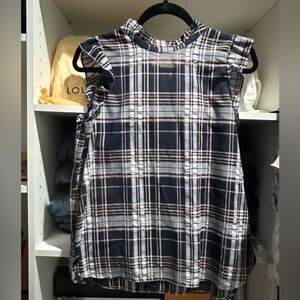 Plaid blouse with ruffle detail